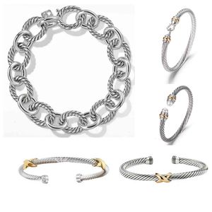 Dy Designer Cable Bracelets Fashion For Women Men Gold Sier Pearl Head Cross Brangle Bracelet Cuff Open Jewelry Bielry Man Party Christmas cadeau