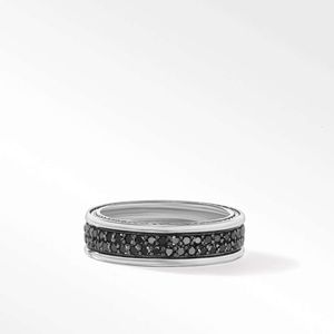DY ring designer câble bijoux de modeDY personnalisé s en argent sterling Double bague sertie de Mosang noir pour vente directe