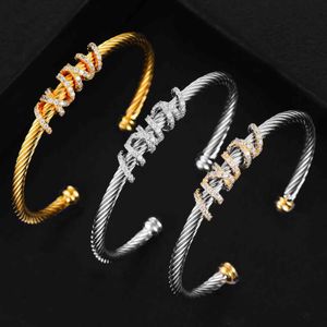 DY bracelet torsadé bracelets de luxe classiques bracelet à manchette ouverte empilable bracelet de câble entrelacé de zircone cubique pour femmes hommes bijoux en acier inoxydable
