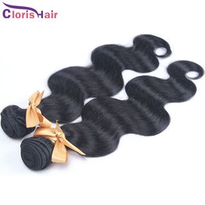 Dyable 2 paquets vague de corps Brésilienne Vierge Brésilienne tisse 100% Human Heuving Not Tropsing Wavy Sew en extensions en vente 12-26 