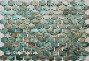 Teint en vert couleur 100 naturel chinois coquille d'eau douce nacre mosaïque carrelage pour kithenwashroom décoration carrelage mural hexago7176992