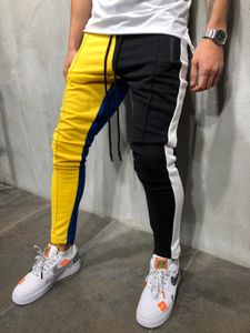 E-Baihui 2021 Brandly, pantalones informales para hombre, diseño a juego de colores, pantalones de chándal individuales, estilo hip-hop, pantalones ajustados de retales para hombre A629
