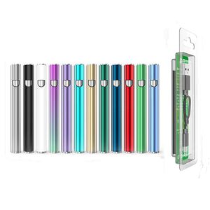 E cig batterie 350mAh préchauffer 510 fil bouton poussoir o stylo batterie mince e cigarette atomiseur vape batterie avec port de charge de type C