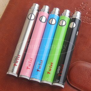 E Cig Vaping Vente en gros eGo II Twist Tension réglable Vape Pen Batterie Micro USB 650mAh 900 mAh Ugo Twist 510 eCigarette Thread Battries