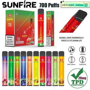 E cigarrillos originales TPD Registrado Al por mayor 700 bocanadas sabores de fruta de cigarrillo electrónico 10 sabores desechables Vapor Stick Float Pen desechable por Aierbota