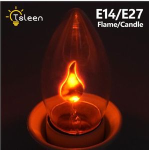 E14 E27 Retro LED Edison Bombilla LED Efecto de llama Luz de fuego Parpadeo Lámpara de llama Fiesta simulada Decoración navideña AC220-240V