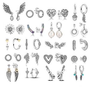 E4 2023 BOUCLES D'OREILLES EN ARGENT STERLING PLUME AILES BRILLANT DOUBLE ANNEAU COEUR BOUCLES D'OREILLES DAMES VACANCES CADEAU Livraison gratuite