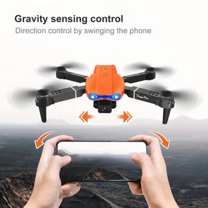 Drone E99 Pro avec double caméra HD, WiFi FPV HD double télécommande pliable, maintien d'altitude, mode sans tête, positionnement visuel, retour automatique, contrôle de l'application mobile