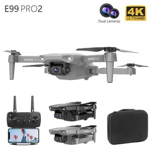 E99 Pro2 RC Mini Drone 4K Cámara dual WIFI FPV Fotografía aérea Control remoto Flying Pocket Selfie Helicóptero sin escobillas Quadcopter plegable Juguetes