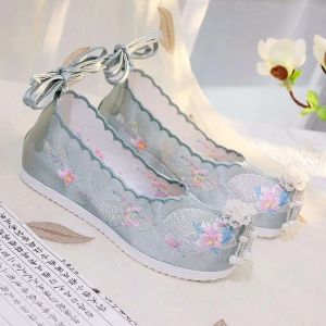 EAGLEG Vieux Pékin Tissu Brodé Hanfu Intérieur Augmentation Plat Doux Chaussures Ballerines pour Femmes (Couleur: Rouge, Taille: 8.5)