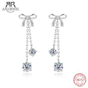 Ear Cuff AnuJewel 3cttw D Color Diamond Bow Drop Pendientes 925 Sterling Silver Stud Charm Jewelry Wholesale 230303