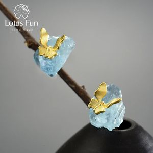Boucle d'oreille Lotus Fun Original papillon boucles d'oreilles avec pierres pour femmes réel 925 en argent Sterling luxe bijoux fins filles accessoires 231129