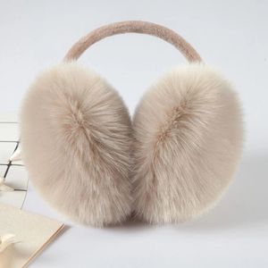 Cache-oreilles d'hiver en fourrure artificielle, couleur unie, chauffe-oreilles en peluche floue, grande couverture avec protection épaisse pour femme, 231122