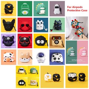 3D Cute Lovely Cartoon Auriculares Accesorios Fruit Animal Gamepad Dinosaur Camera Mix Venta al por mayor para Apple Airpods 2 3 Pro Case Auricular Cargador Caja Cubierta protectora