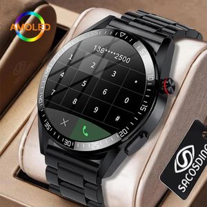 Écouteurs 2022 Nouveau 8G Mémoire Smart Watch Hommes AMOLED 454 * 454 HD Toujours afficher l'heure Bluetooth Appel TWS Musique Smartwatch pour Android iOS