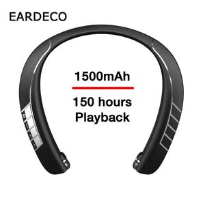 Auriculares EARDECO 150 horas de reproducción auriculares Bluetooth auriculares inalámbricos auriculares con banda para el cuello auriculares estéreo deportivos retráctiles micrófono