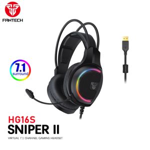 Écouteurs FantEch HG16S Gaming Headset 7.1 Sound surround Sound USB Wired Headphone Gamer PC avec RVB Light Noise Annuling Mic Earphone
