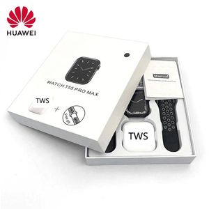Écouteurs Huawei 2022 T55 Pro Max Smartwatch TWS Écouteur 2 In1 Moniteur de fréquence cardiaque Mode multisport 1,71 pouces Écran Smart Watch pour hommes