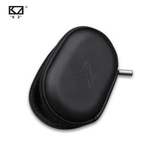 Auriculares KZ, bolsas para auriculares, caja de almacenamiento con cremallera de PU, caja de almacenamiento portátil, estuche negro adecuado para accesorios para auriculares, tarjeta para auriculares