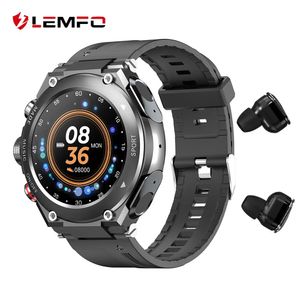 Auriculares Lemfo T92 reloj conectado pulsera deportiva impermeable para hombres con auriculares Bluetooth TWS 5,0 llamada música temperatura corporal DIY