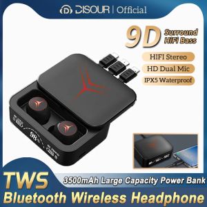 Écouteurs M88 Plus TWS Bluetooth Headset HiFi Stéréo Musique Wireless Annulation de bruit Écoute Slide Game Sports Éditeur 3500mAh Banque d'alimentation