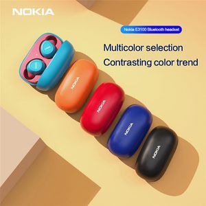 Auriculares Nokia E3100 Tws Auriculares Fone Auriculares inalámbricos Bluetooth Auriculares HD llamada 400mah para Android Ios Rojo Naranja Rosa Auriculares