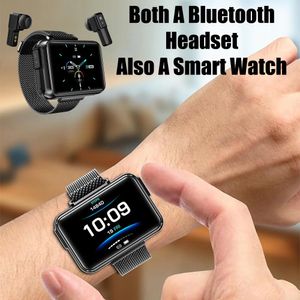 Écouteurs T91 grand écran montre intelligente pour hommes 2 en 1 TWS écouteurs Bluetooth sans fil Fitness moniteur de fréquence cardiaque Bracelet Sport Smartwatch