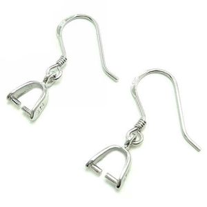 Boucles d'oreilles Trouver des épingles bails 925 blancs de boucle d'oreille en argent sterling avec bails convertisseur de boucle d'oreille bricolage fils d'oreille français 18mm 20mm CF013 5p337n