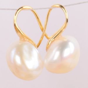 Boucles d'oreilles 1012 mm Boucles d'oreilles baroques blancs 18k Gold Gold Chic LarDrop Elegant Dangler Natural Eorebob