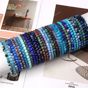 Bracelets bleus de 6 mm pour femmes hommes en pierre naturelle Reiki bracelet extensible corde élastique sodalite apatite chat tiger oeil bracelet bijoux joelrybracelets bijoux bijoux