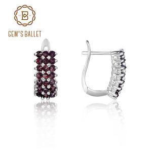 Boucles d'oreilles Ballet de Gem Janvier Janvier Bragères d'oreilles Garnet pour femmes Round Black Garnet Gemstone Huggie Pave Boucles d'oreilles en 925 Sterling Silver