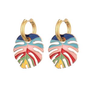 Boucles d'oreilles chaudes pendantes colorées gold coloride