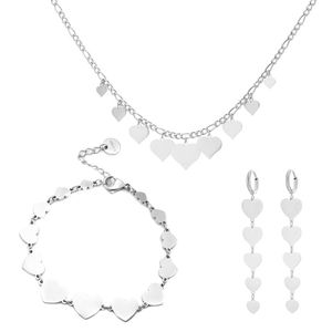 Boucles d'oreilles collier 2021 femmes accessoires déclaration ensemble de bijoux en acier inoxydable couleur or Rose coeur goutte Bracelet cadeau