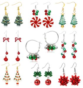 Boucles d'oreilles Collier 6/7/9/13 / Noël pour les femmes Noeud papillon de vacances Flocon de neige Jingle Bell Renne Chrismtas Fille Mignon Cadeaux de fête de Noël Amju8