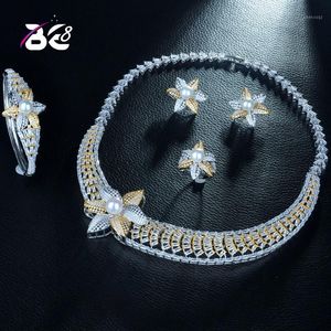 Pendientes Collar Be 8 4pcs Anillos de Zirconia Nupcial Para Fiesta de Mujeres, Lujo Dubai Nigeria CZ Crystal Wedding Jewelry Sets S259