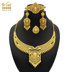 Pendientes, collar, conjunto de joyería nupcial, oro de 24 quilates, africano, nigeriano y pendiente, regalo de dama de honor etíope, joyería de boda