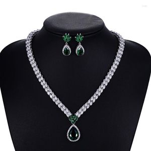 Earrings & Necklace Crystal CZ Cubic Zirconia Bridal Wedding Drop Earring Set Jewelry Sets For Women Accessories CN10052Earrings