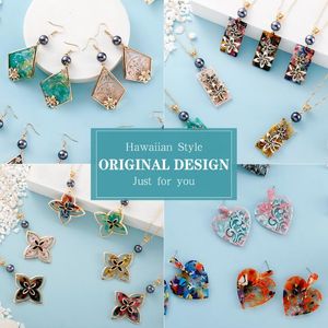 Boucles d'oreilles collier SophiaXuan ensembles de bijoux ronds alliage acrylique goutte boucle d'oreille colliers à la mode Guam hawaïen Kiribati fleur pour les femmes 2022Ea