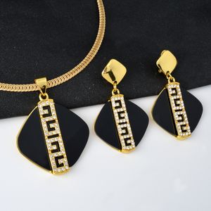 Earrings Necklace Sunny Jewelry Sets for Women Latest Italian Gold Color Black Zircon Pendant Necklace Earrings Jewellery Accessories Party Gift 230820