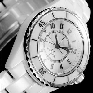 EAST J12 33 mm H0968 Reloj de cuarzo suizo para mujer Corea Cerámica Esfera blanca Marcadores de números negros Pulsera de cerámica Super Edición Relojes para mujer Puretime C777