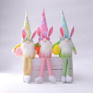Lapin de pâques Gnomes, décoration de chambre de fille, cadeaux nain, ornements en peluche pour la maison, poupées de collection, Figurines en peluche