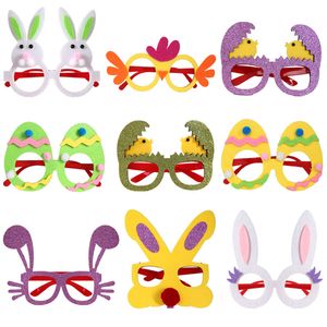 Gafas de conejo de Pascua, huevos verdes y amarillos, montura de gafas divertidas de pollito para foto de niños, accesorios de fiesta de cumpleaños