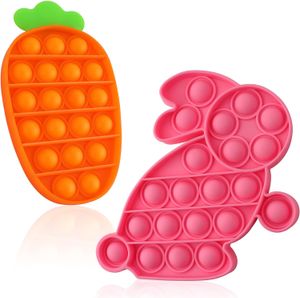 Jouets sensoriels de Pâques en forme de lapin et de carotte en silicone pour soulager le stress et l'anxiété, jeux de bulles à presser pour enfants, garçons, filles, tout-petits, idée d'anniversaire, cadeaux de fête