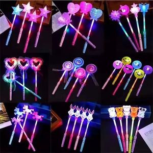 Palo intermitente LED de Pascua para niños y niñas, varitas mágicas de hadas, luz de estrella de cinco puntas, accesorios de fiesta de princesa