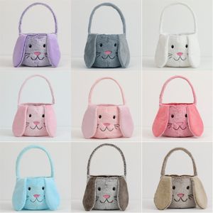 Panier de fête de pâques lapin en peluche avec longues oreilles, sacs cadeaux de chasse aux œufs pour enfants garçons filles