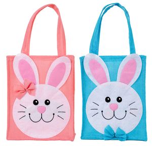 Bolsa de tela de tela para fiesta de Pascua, regalo con diseño de conejo, bolsas de dulces con asas, cesta para eventos de primavera para niños