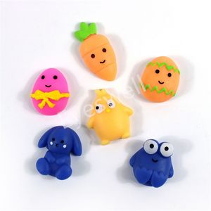 Regalos del Partido de Pascua Mini Bunny Huevos de zanahoria TPR Refuerzo de estrés Squishy Toys For Kids