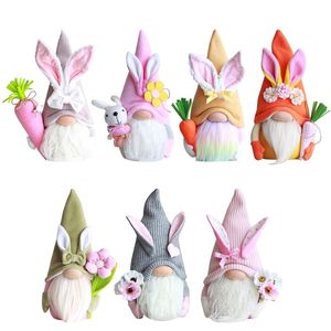 Fiesta de Pascua niños juguetes de peluche conejo gnomo con zanahoria bebé niñas regalos conejito decoración del hogar