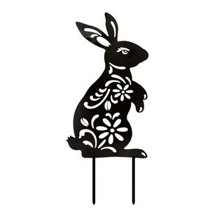 Décorations de jardin de lapin de fête de Pâques pieu acrylique évider en forme de lapin en plein air Animal Art pelouse jardin Silhouette