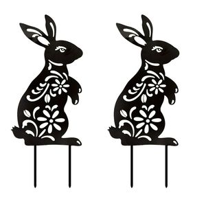 Fiesta de Pascua Conejo Jardín Decoraciones Estaca Conejito negro Patio Arte Césped Patio al aire libre Decoración para el hogar